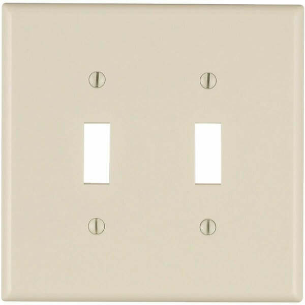 Leviton 2-Gang Smooth Plastic Mid-Way Toggle Switch Wall Plate, Light Almond 005-80509-00T